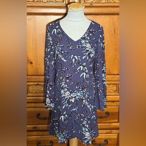 LOFT Periwinkle Floral Long Sleeve Dress
